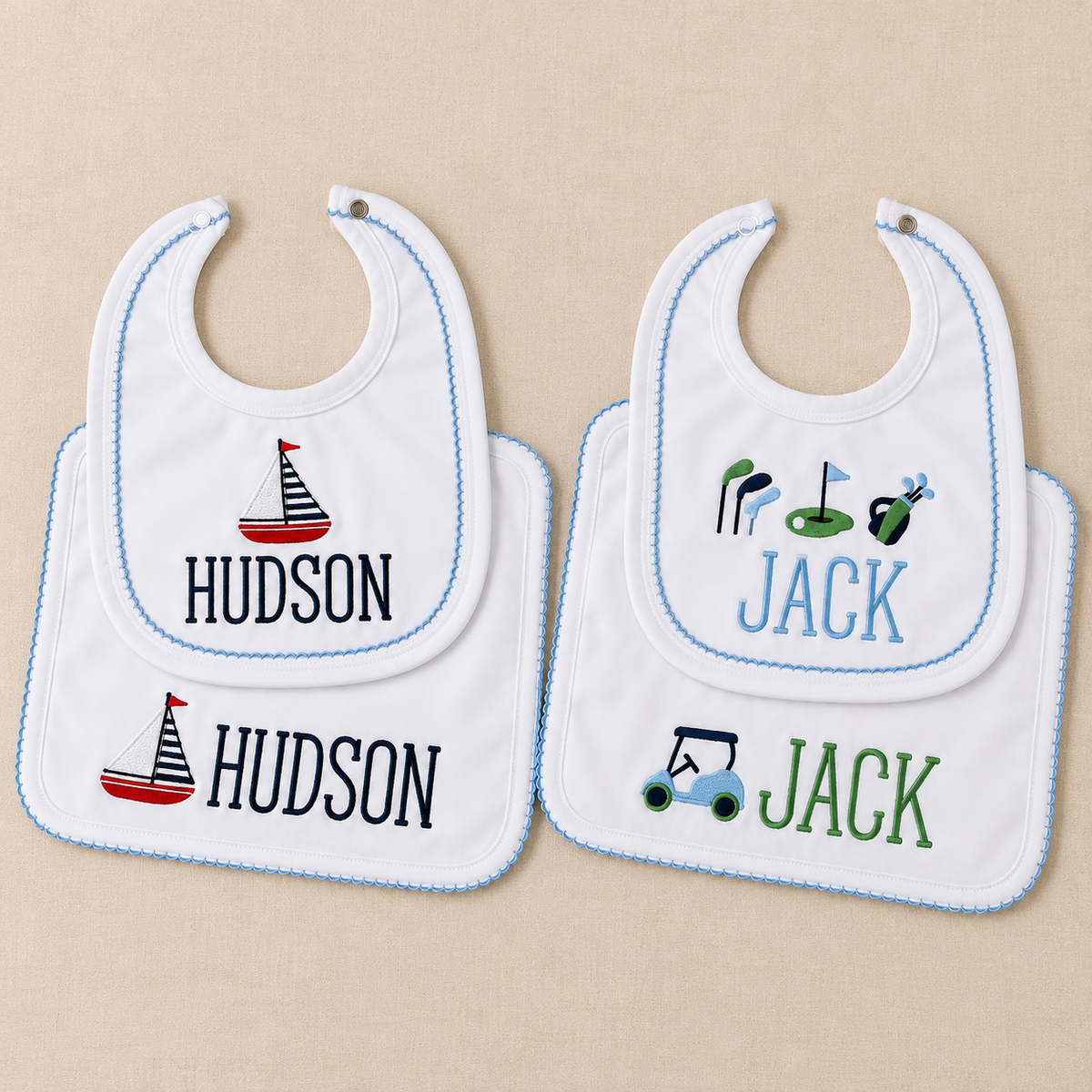 Baby Bib and Burp Cloth Set
