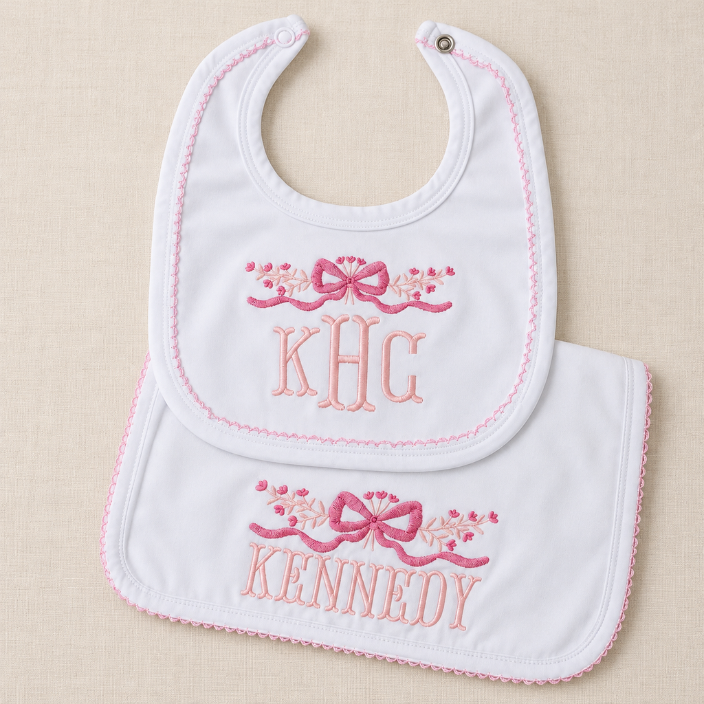 Baby Bib and Burp Cloth Set