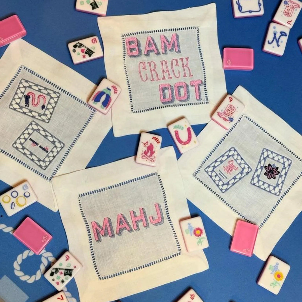 Mahjong BAM CRACK DOT Cocktail Napkins (set of 4)